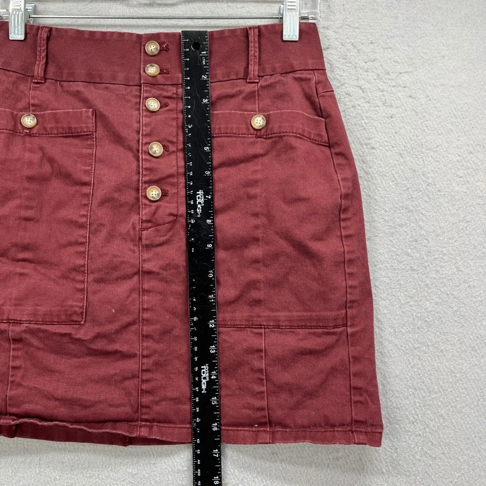 LOFT Skirt Womens 6 Rust Red Button Fly Utility Cotton Stretch Casual